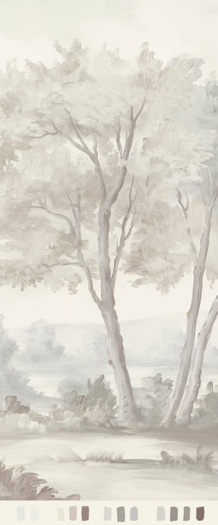 Grisaille scenic mural wallpaper panel