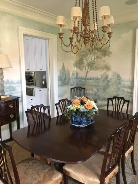 Dining room with Aldsworth Faded mural wallpaper