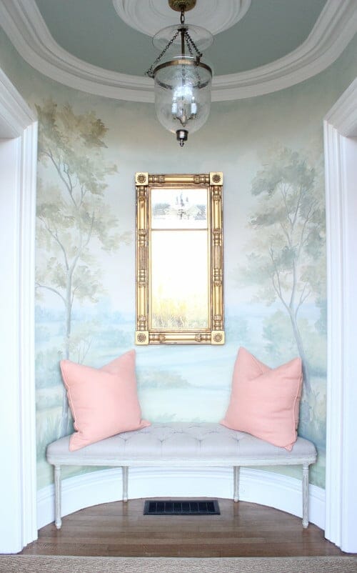 Entryway with Aldsworth Faded mural wallpaper