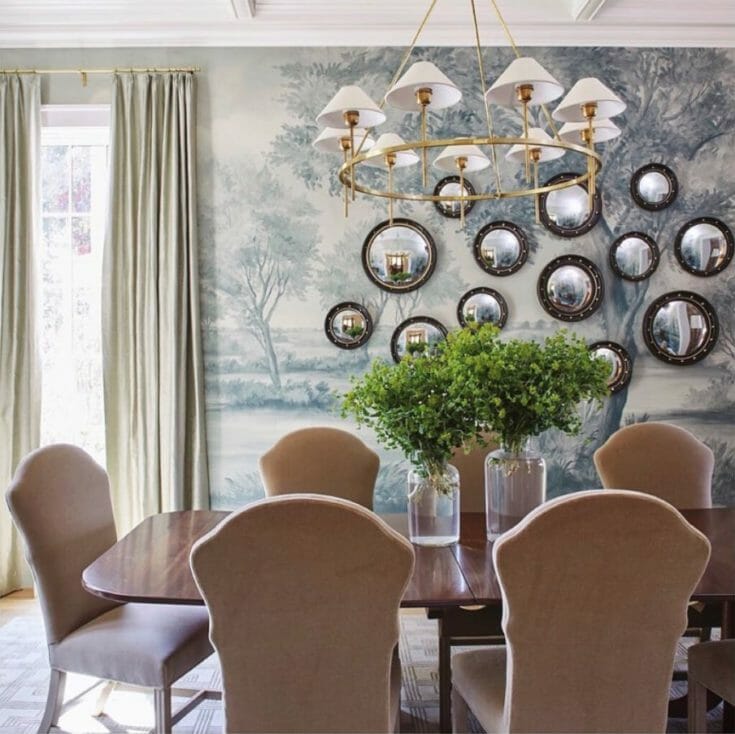 Dining room with Cotswolds scenic mural wallpaper