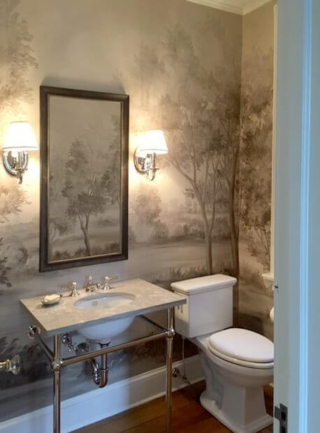 Bathroom with Cotswolds Earth mural wallpaper