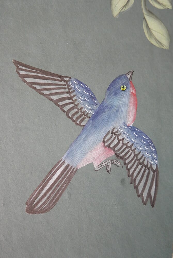 Hand-painted Chinoiserie bird