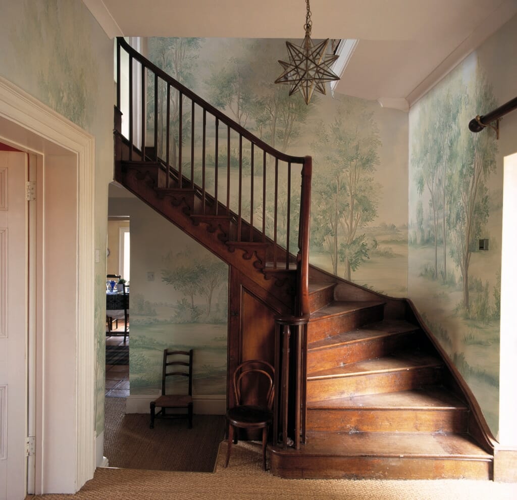 Stairway with Cotswolds Mist mural wallpaper