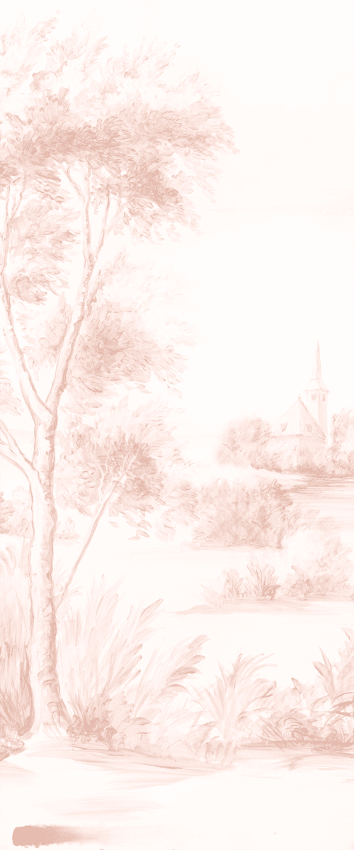 blush pink colored landscape painting sample
