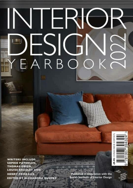 Interior Design Yearbook 2022 featuring our mural wallpaper in a bedroom